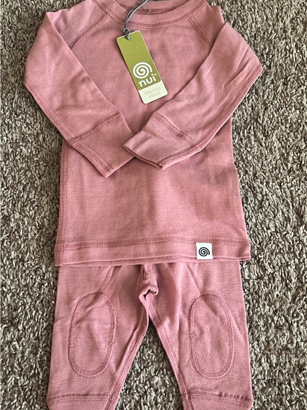 Nui Organic Merino Wool Kids Pajama Set - Dusty Rose